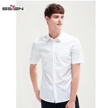 Seven7 Лето новая деловая повседневная с коротким рукавом новая одежда Slim Fit Мужская блузка рубашка для мужчин однотонные рубашки 38050