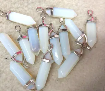 

Off 10%--24sets Assorted Crystal Hexagonal Healing point pendant 25-40mm chakra cut Gmestone opal white Pendant