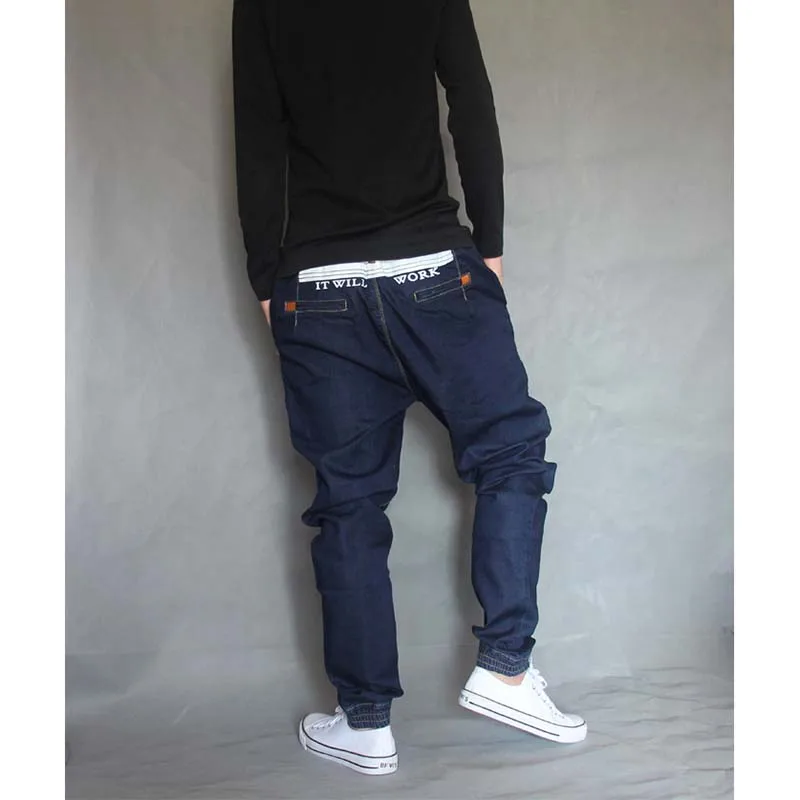 Japan Style Harem Jeans Men Denim Hip Hop Pants Loose Baggy Jeans Trousers Slight Elastic Large Size 28-36