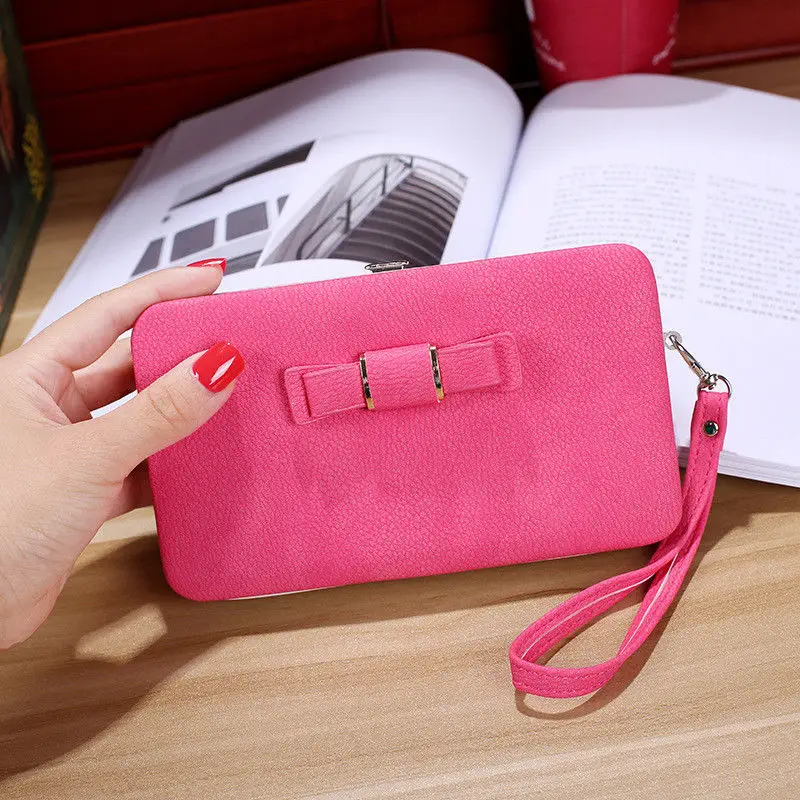 Модный женский кошелек из искусственной кожи для девушек, кошелёк-клатч, держатель для карт, сумочка, сумка, 6 цветов - Цвет: Красный