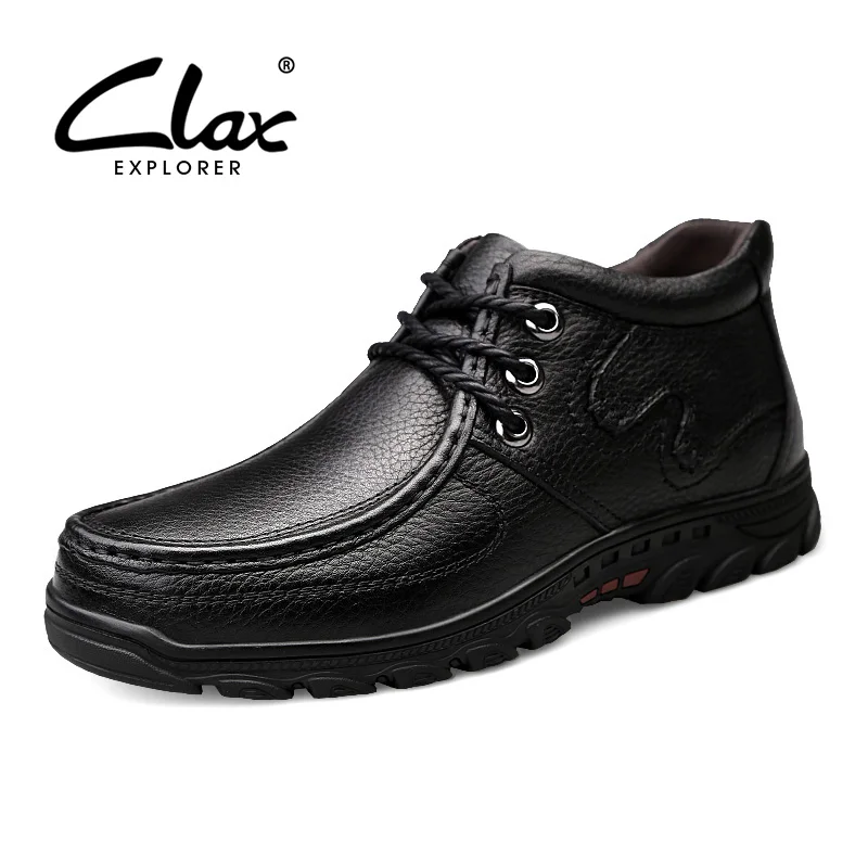 

CLAX Mens Formal Shoes Genuine Leather 2018 Men Winter Shoe Fur Warm Dress Footwear Derby Shoe Plush SnowShoe
