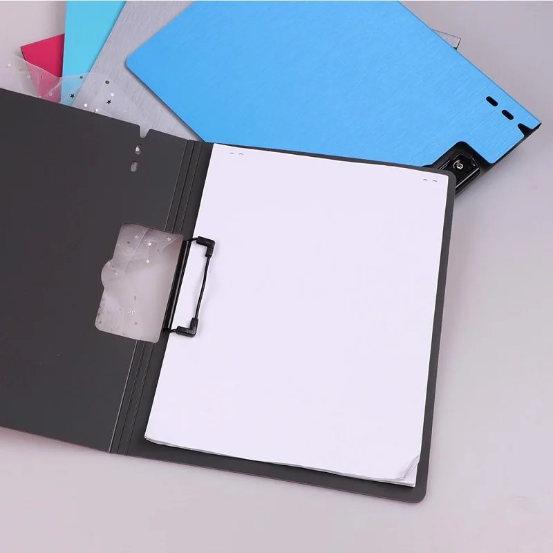 

A4 Document File Folder PP Clip Pad Board Holder Paper File Folder Book Document Bag for Student Stationery Folder With Clip