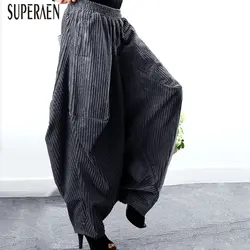 SuperAen 2018 осень и зима вельветовые новые длинные брюки женские модные повседневные дикие толстые с высокой талией повседневные брюки женские