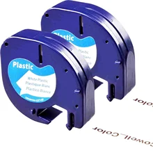 2 совместимый с dymo LetraTag 91201 черный на белом(12 мм x 4 м) пластиковые ленты этикеток для LT-100H, LT-100T, LT-110T, QX 50, XR, XM