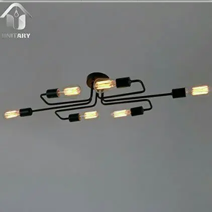 

American style black iron art loft industrial ceiling light bar coffee shop branches retro nostalgic ceiling light lamp