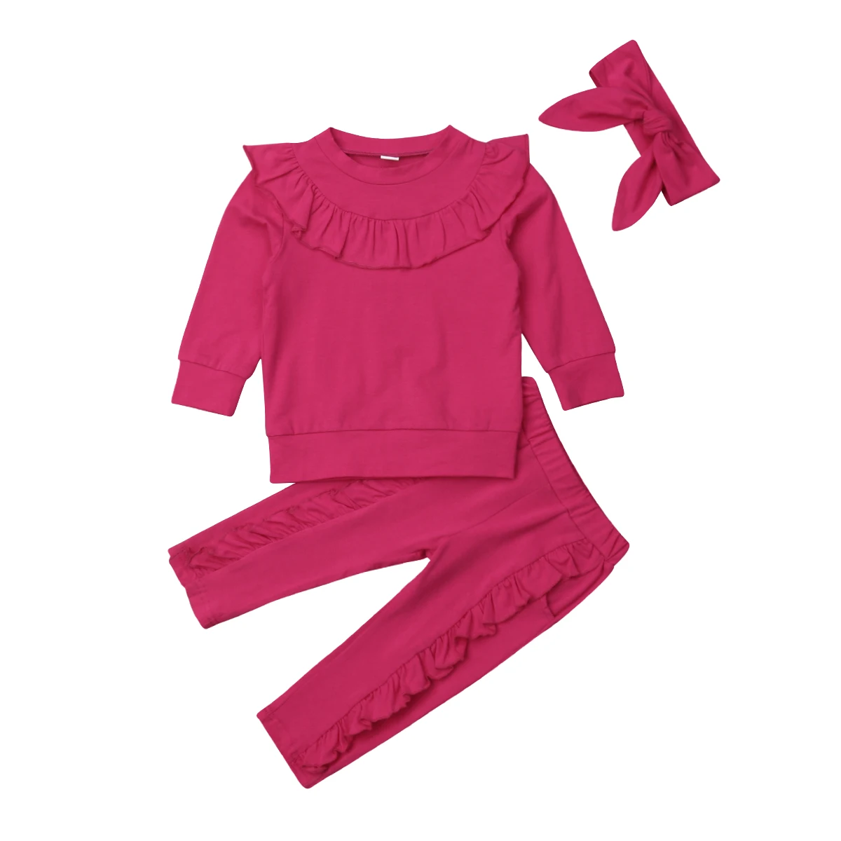 

3PCS Toddler Kids Baby Girls Long Sleeve Ruffle Tops Pants Winter Autumn Outfits Clothes Sets Age 1-6Y