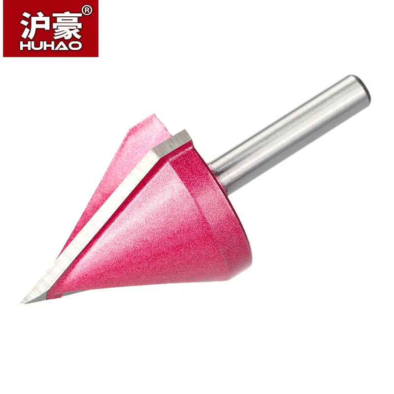  HUHAO 1pc 6mm V Bit CNC solid carbide end mill 3D Router Bits for Wood tungsten woodworking MDF mil