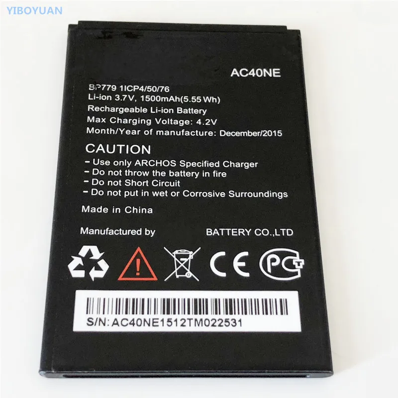 

3.7V 1500mAh AC40NE BP779 1ICP4/50/76 For Archos Helium 40 Battery