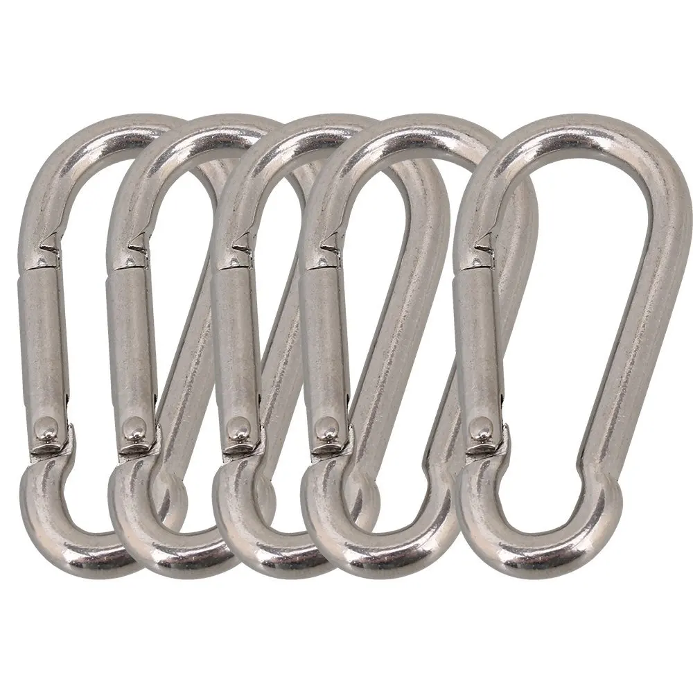 Multifunctional-304-Stainless-Steel-Spring-Snap-Carabiner-Quick-Link-Lock-Ring-Hook-M6-60mm-Pack-of