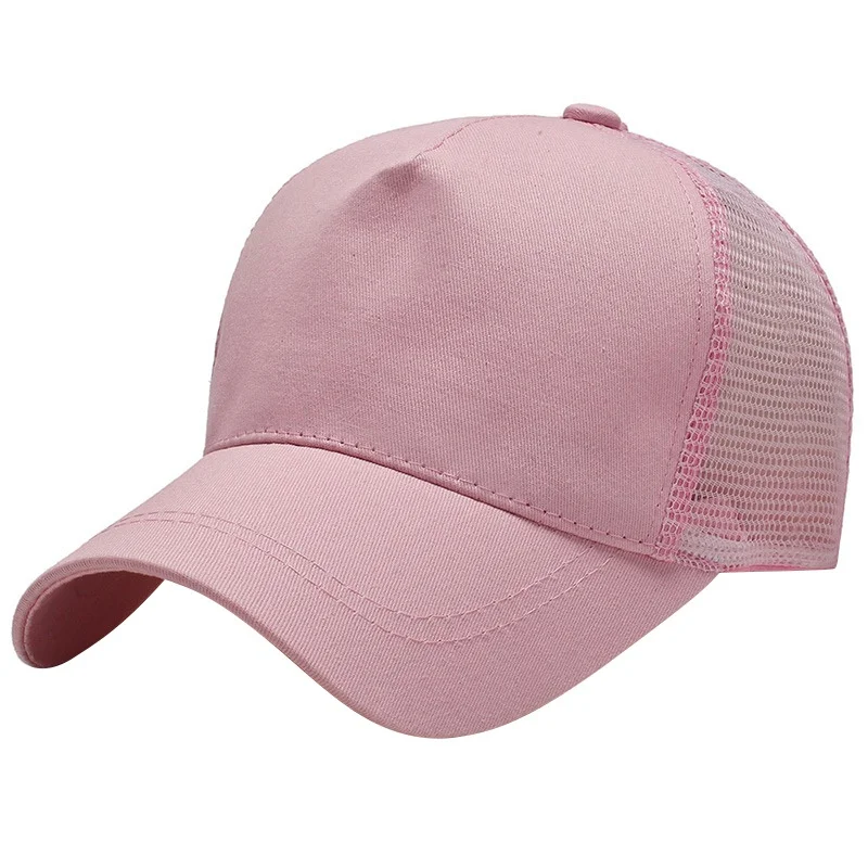 Pink Unisex Sports Hat Quick Drying Breathable Cotton Mesh Cap Curved Brim Sunshade Adjustable Snapback Cap For Running Fishing - Цвет: Pink