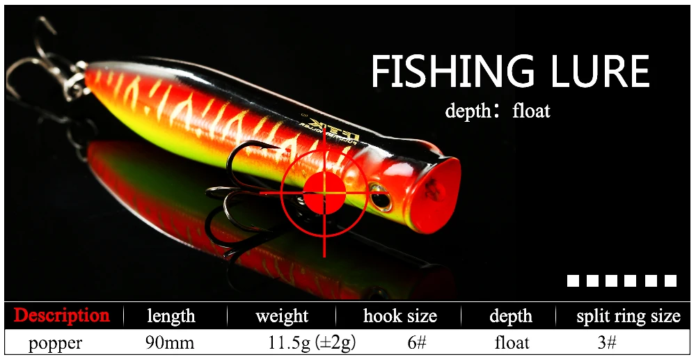 FTK 1 шт. поппер 90 мм 11,5 г жесткая приманка поппер для рыбалки приманка плавающие изделие Swimbait воблеры кренкбейт рыболовные снасти