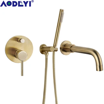 Cheap AODEYI Concealed Bathtub Mixer Tap Brushed Gold Black 1/2 CD Bathroon Faucet With Handheld Shower Head 2-Way Diverter Valve Set