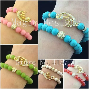 

YH-AB28 Islamic Fashion Jewelry Muslim Allah Bracelet Set With Howlite / Jadee / Riverstone Fossil / Red Agat Beads