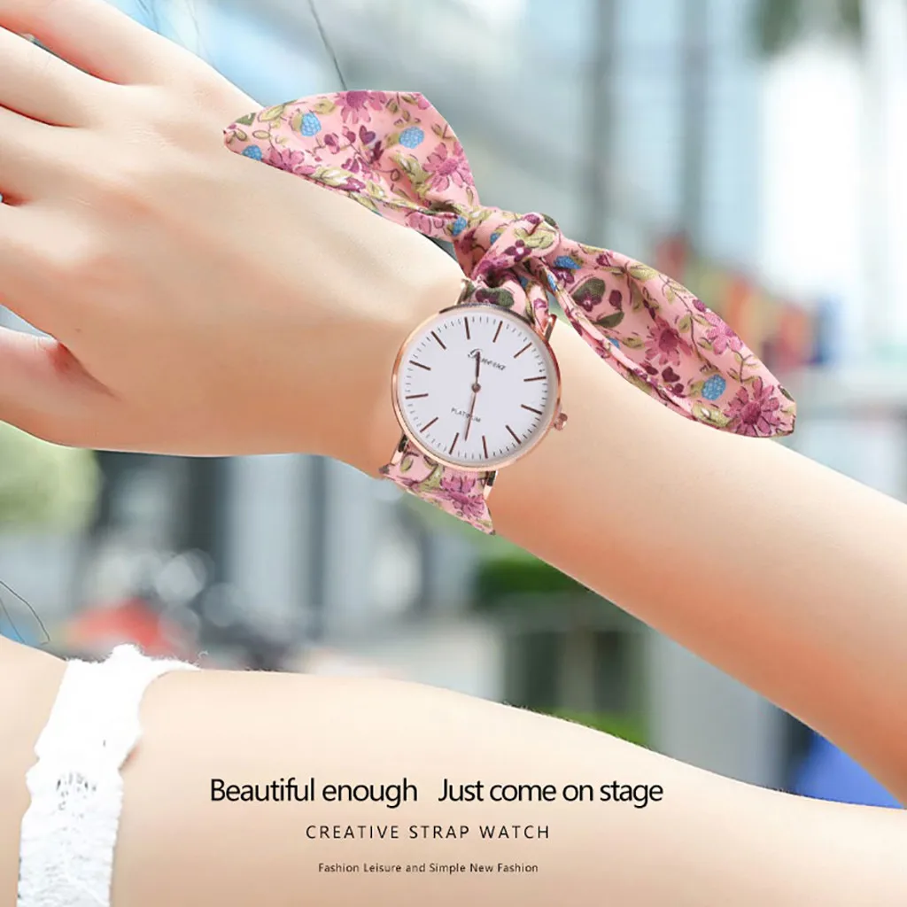 Zerotime# P501 модные наручные часы милые девушки браслет часы ЖЕНСКИЕ НАРЯДНЫЕ часы цветок ткань дизайн часы