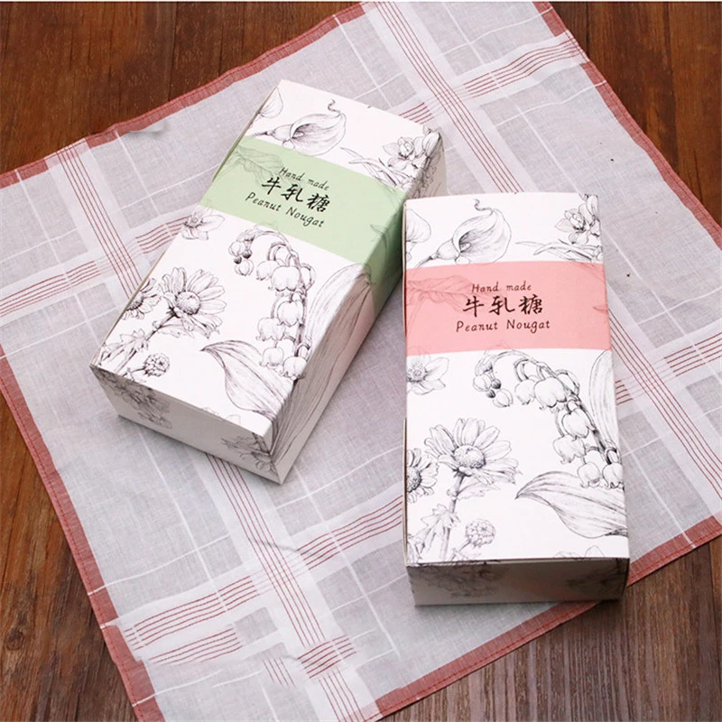 

Green/Pink Color Gift Boxes Flower Pattern High Quality Nougat Packing Box Candy Biscuit Box Baking Package Boxes