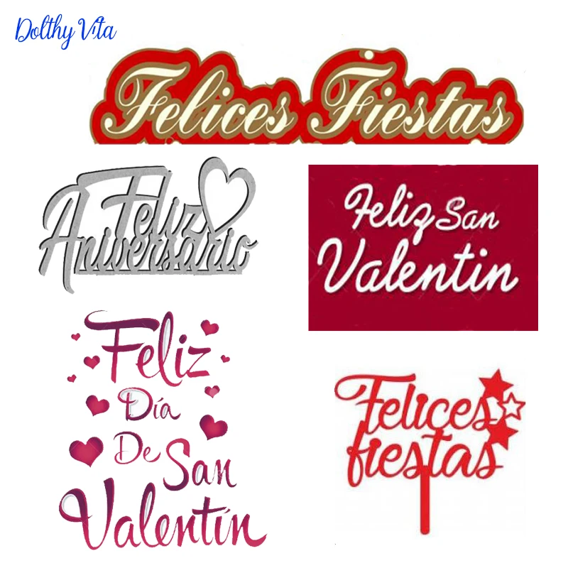 

Spanish Holiday dies birthday words Dies Easter Metal Cutting Dies Alphabet Craft Dies cut for DIY scrapbooking card making