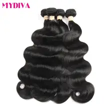 Mydiva Peruvian Body Wave 4 Bundles 100% Human Hair Weave Non Remy Hair Extensions Natural Color Can Be Dyed And Bleached