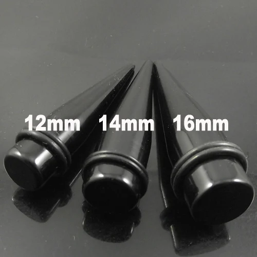 1,6 мм, 12 мм, 14 мм, 16 мм, большой размер, акриловый пирсинг для ушей, расширитель для ушей, черный тоннель