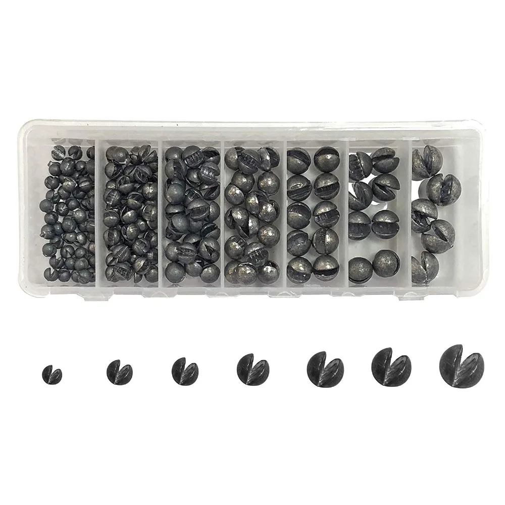 154pcs 7 Sizes Lead Fishing Sinker For Rock Lures Fishing Removable Split Shot Casting Lead