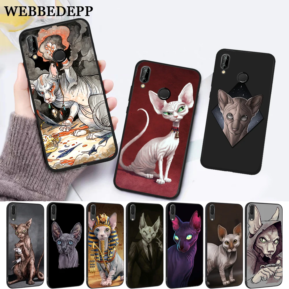

WEBBEDEPP Tattoo Sphinx Cat Silicone Case for Huawei P8 Lite 2015 2017 P9 2016 Mimi P10 P20 Pro P Smart 2019 P30