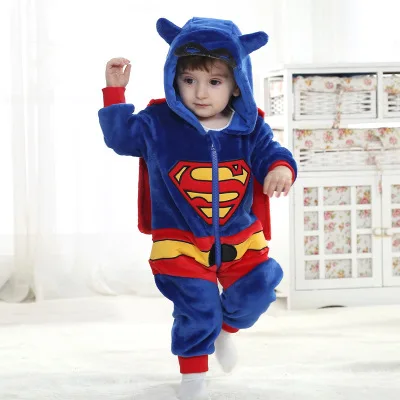 superman Одежда для маленьких девочек Комбинезон с единорогом для новорожденных Пижама для маленьких мальчиков зимняя Пижама с животными macacao bebe panda mameluco bebe unicornio - Цвет: superman