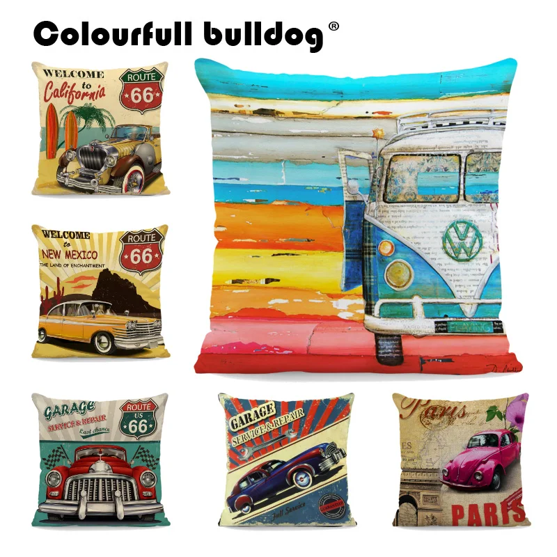 

Luxury Car Cushion Cover Volkswagen Bus Classic Car Pillow Cushion Cover 45X45Cm Shape Like Home Bedroom Board Hug Pillowcase