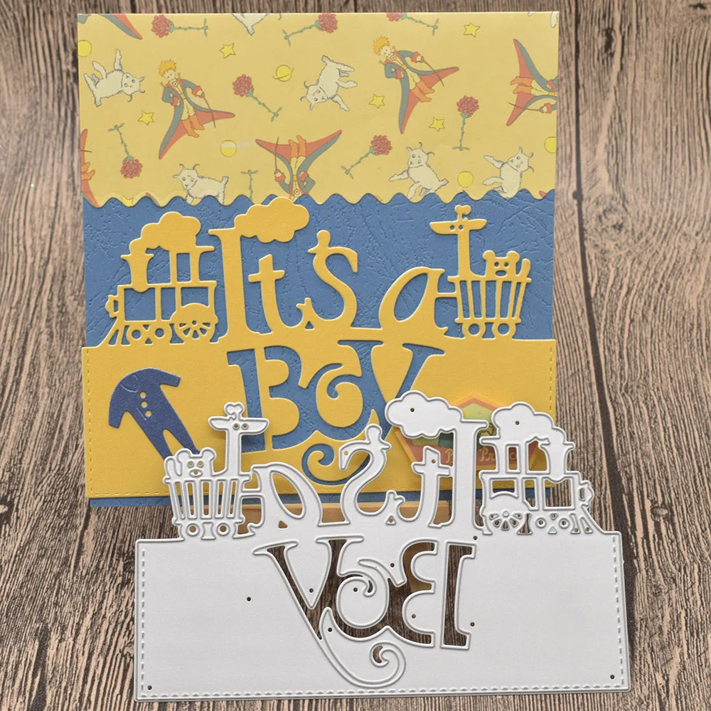 

It's a boy Letter Metal Cutting Dies Words for Scrapbooking Album Baby Card Making Paper Embossing Die Cuts