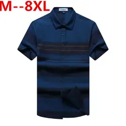 Плюс 10XL 8XL 6XL 5XL Новые Короткие Повседневная рубашка мужская брендовая одежда Модная рубашка в полоску Мужской наивысшего качества 100%