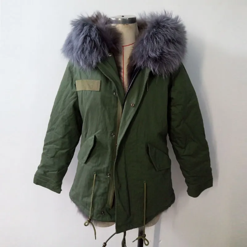 Gris Long Nouveau De Capot Raton Cheveux Manteau Renard D'hiver Laveur Parka Veste Mme Grand Style Fourrure Femmes fwqqWAHI