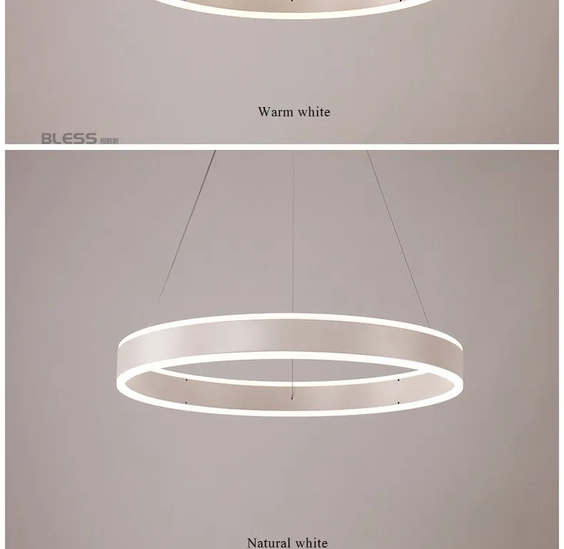 Современный светодиодный кольцевой подвесной светильник для столовой, гостиной, ресторана, кухни, белый AC85-260V светильник, подвесной светильник