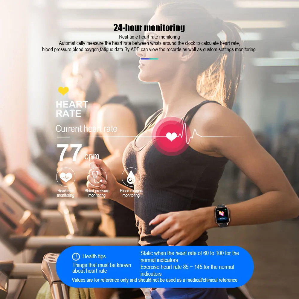 VERYFiTEK Blood Pressure Oxygen Smart Watch Heart Rate Monitor IP67 Fitness Bracelet Watch Women Me - 33019332947