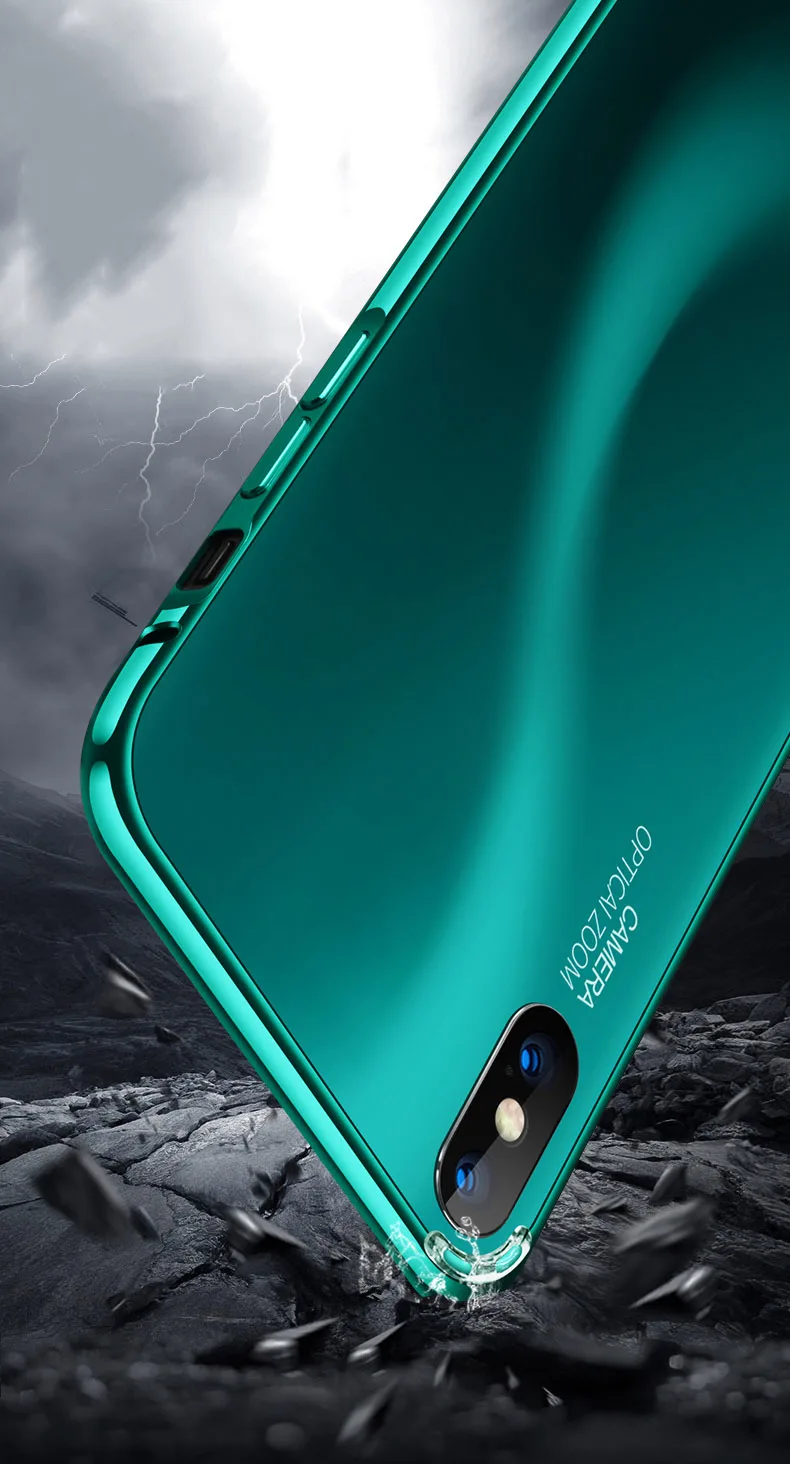 BEYOUR для iPhone 7 8 Plus чехол Aurora металлическая рамка ударопрочный закаленное стекло твердая задняя крышка для iPhone XR XS MAX X телефон Coque