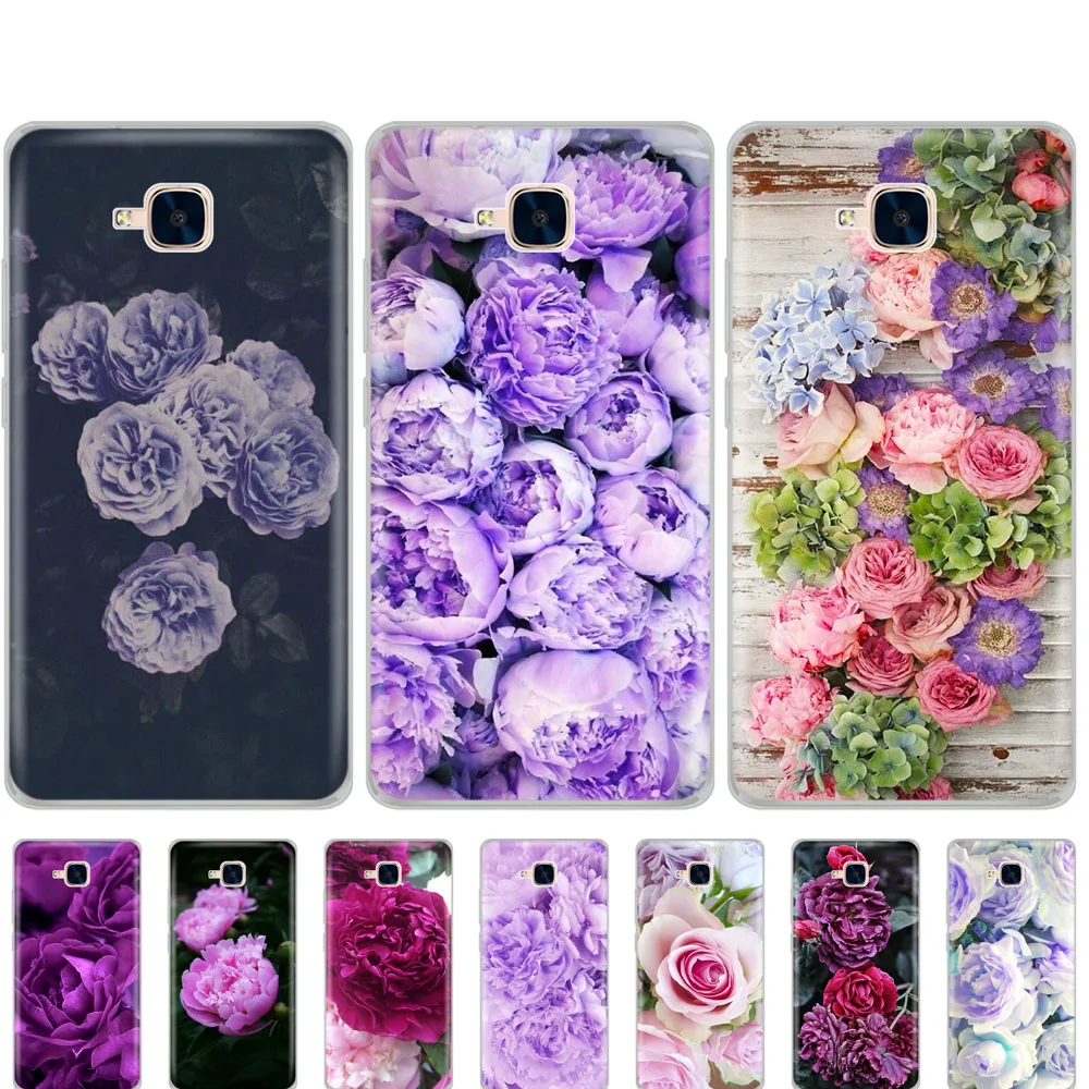 

case for Huawei Honor 5C Case Silicone russian Version Cover for Honor 5C fundas Without Fingerprint Hole peonies flowers peony