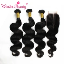 Malaysian Virgin Hair Body Wave With Lace Closure Queen Wonder Beauty Human Hair Weave With Closure