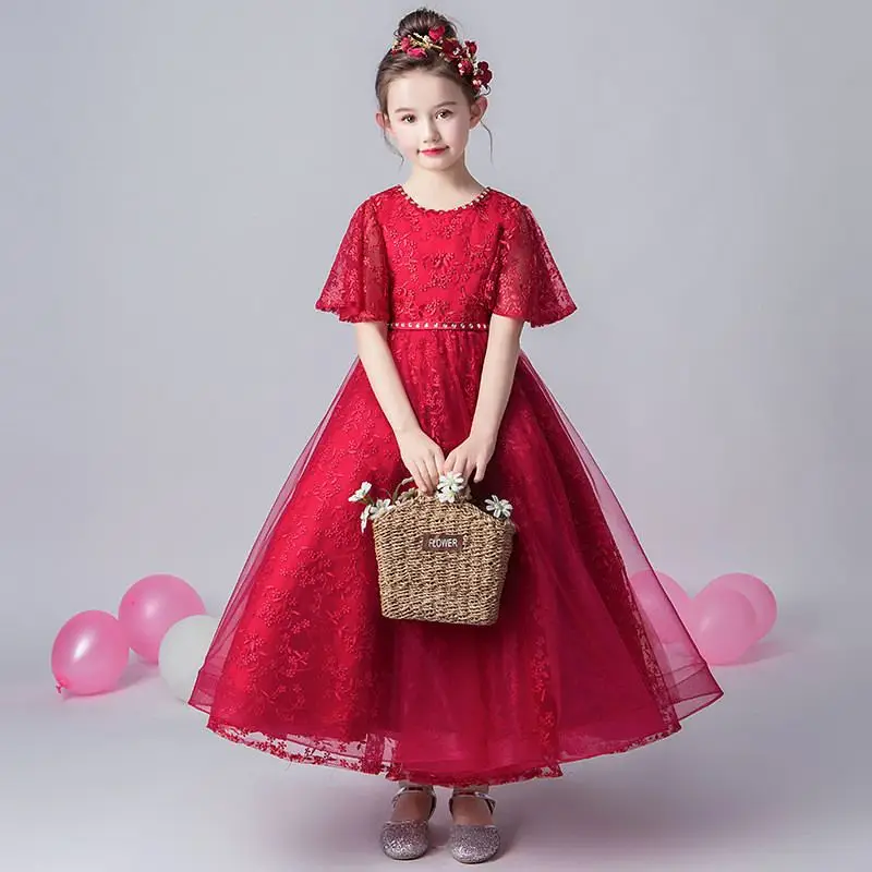 

New Children Girls Mesh Flowers Tutu Princess Dress Baby Girl Clothing Vestidos Kids Dresses For Girls Wedding Evening Party F49