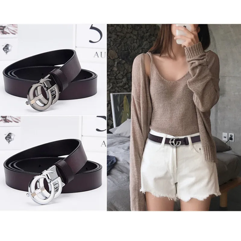 

2019 Designer Trending Luxury Genuine Leather Belts Smooth Buckle Waist Belt for Jeans Casual Fashion Men Women Belts w/2.3cm