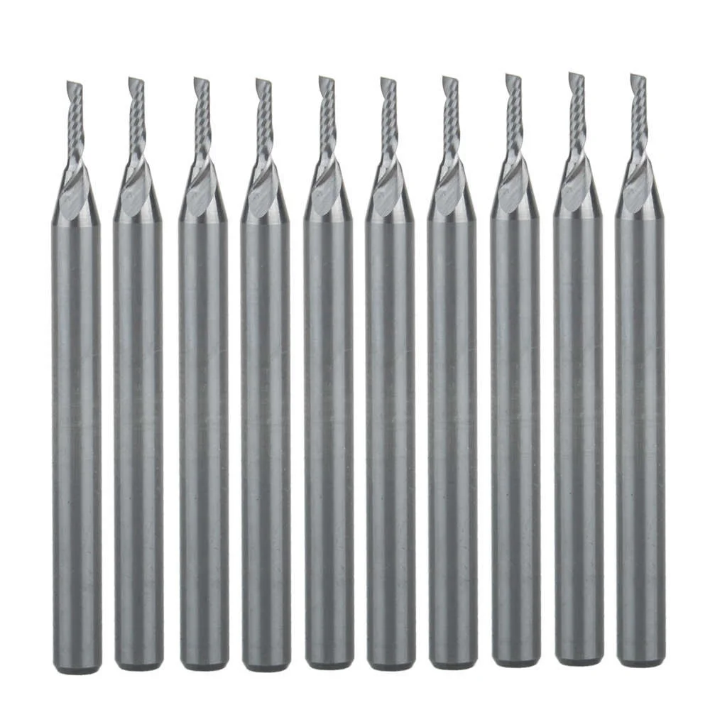10pcs 3.175x1.0x4MM One Spiral Flute Solid Micro Carbide End Mill, CNC