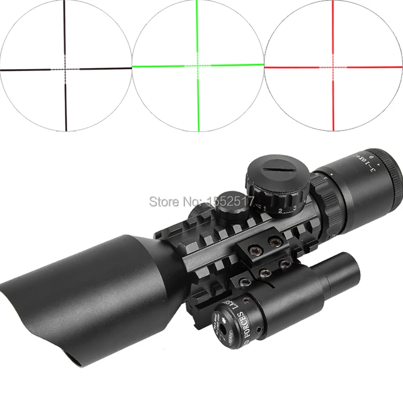 M9 3-10x42 Mil-Dot Reticle Red Green Dot Sight Rifle Scope With Red Laser Airsoft Caza 20mm 11mm Mount Rail Mira Para M9 3-10x42 Mil-Dot Reticle Red Green Dot Sight Rifle Scope With Red Laser Airsoft Caza 20mm 11mm Mount Rail Mira Para