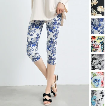 

Capris Leggings Floral Printing Summer For Women Ladies High Waist Elastic Trousers Women's Pants Stretch Calzas Mujer Leggins