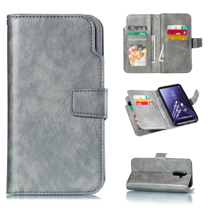 Samsung Galaxy A8 2018 Case Cover Luxury Leather Multifunction Nine cards Wallet Flip Phone Case Samsung Galaxy A8 Plus 2018 Case Cover7