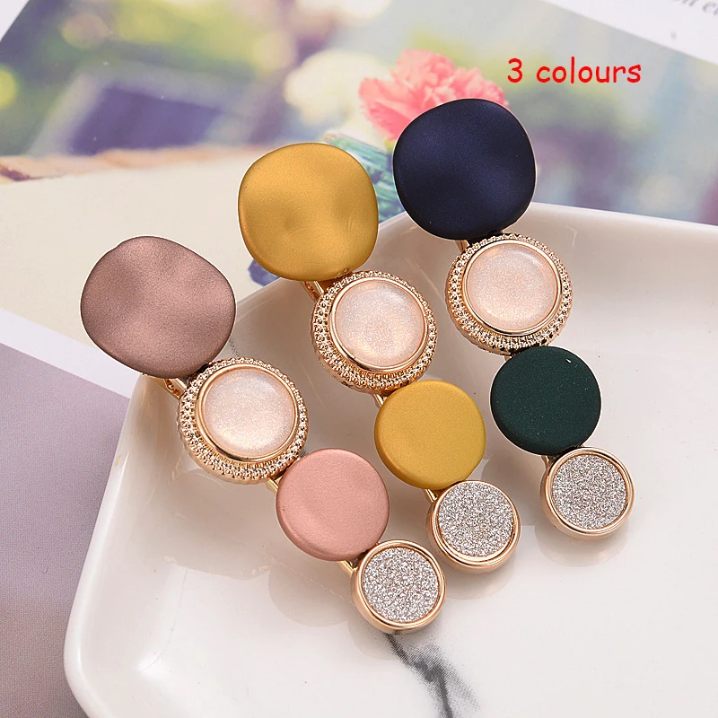 

Korea Fashion Temperament Side Hair Clip Scrub Resin Geometric Hairpins Women Round Hair Styling Beads Accessories