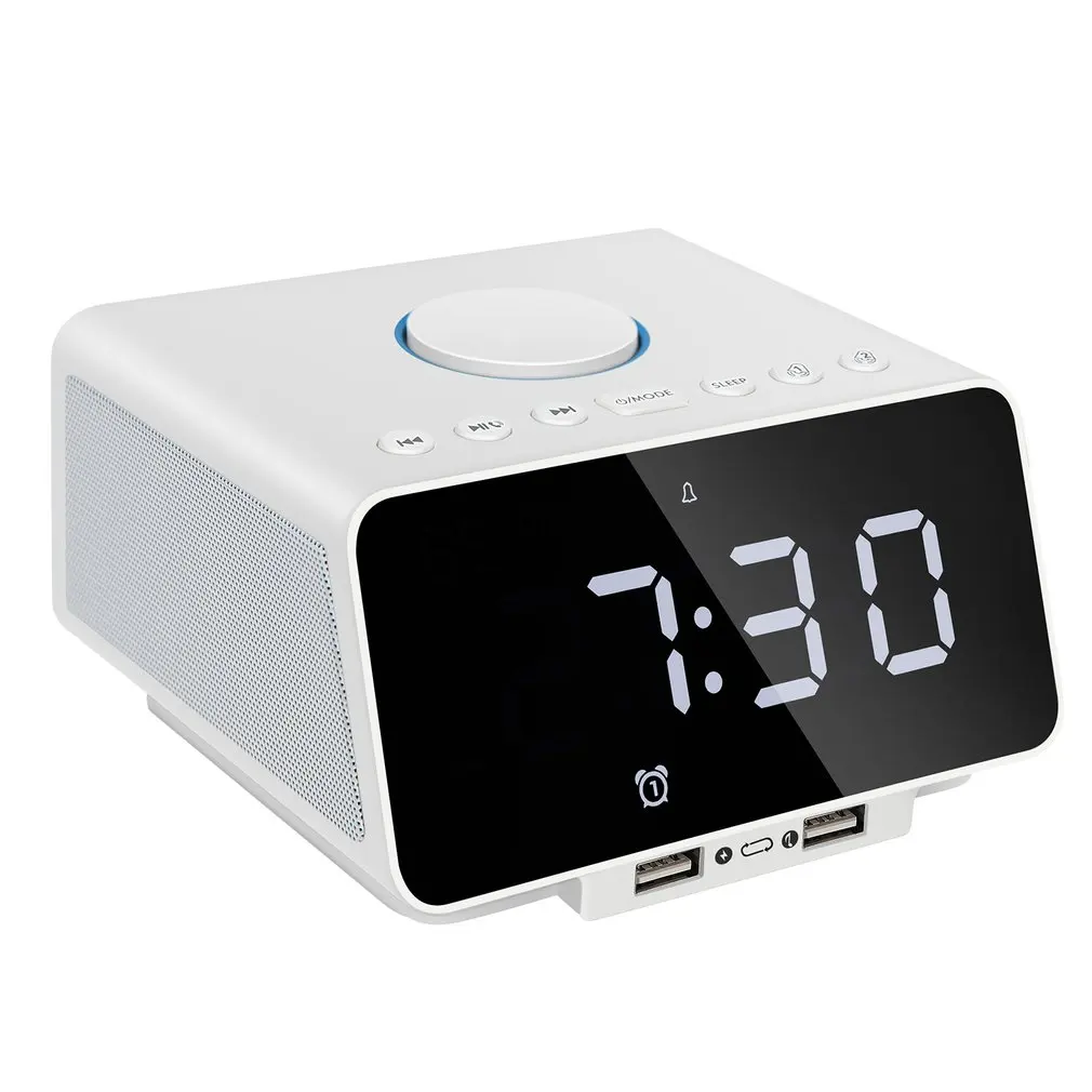 

Digital Alarm Clock Radio with Speaker USB Charging Snooze AUX TF Card Play FM Radio Thermometer