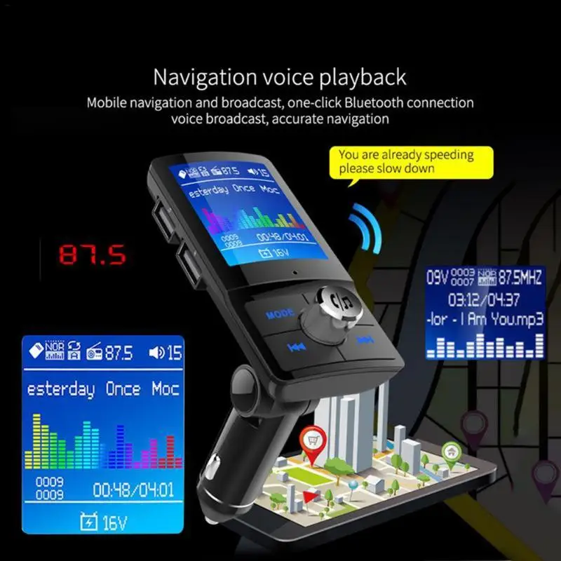 VODOOL BC45 ЖК-дисплей автомобиля Bluetooth FM передатчик Беспроводной модулятор MP3 плеер Dual USB Автомобильное зарядное устройство для устройства Handsfree телефон продукт