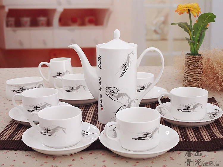 Fine bone china coffee set, traditional chinese shrimp