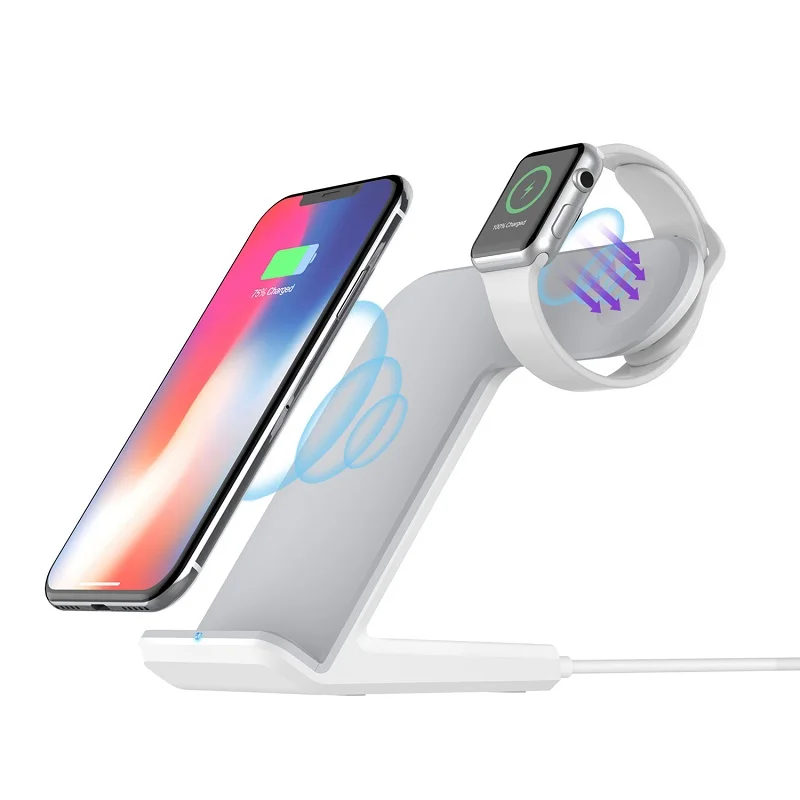 Беспроводное зарядное устройство Qi 10 Вт для iPhone X XS 8 Plus 2 в 1 держатель быстрой