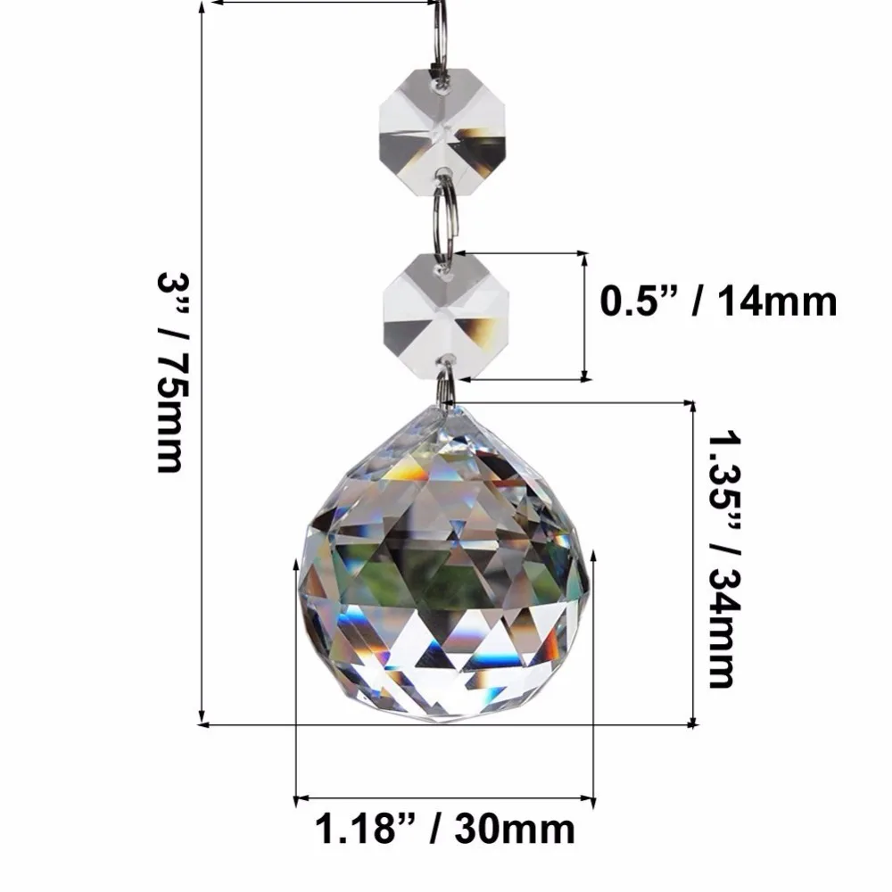 20 мм 30 мм граненый стеклянный хрустальный шар призма люстра Хрустальные детали подвесной светильник шар Suncatcher Свадебный домашний декор