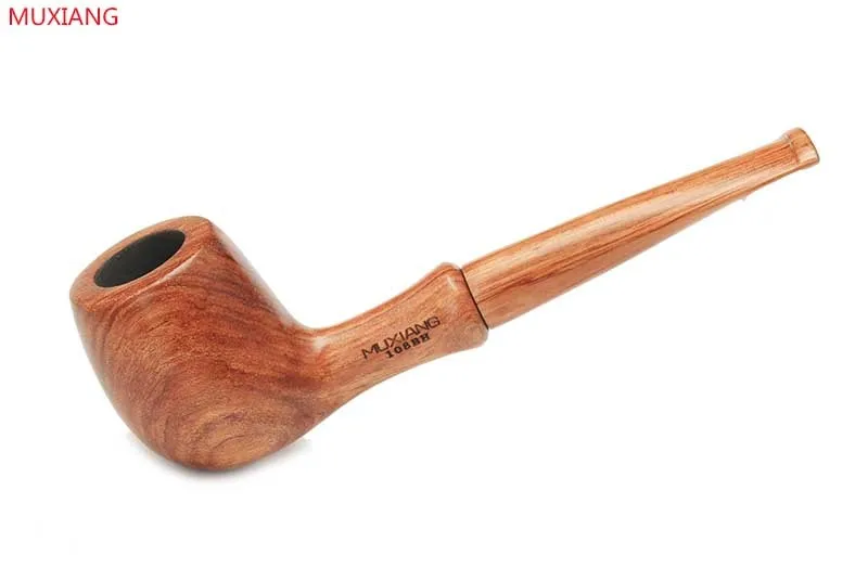 1 rosewood straight smoking pipe with wooden mouthpiece stem good look
