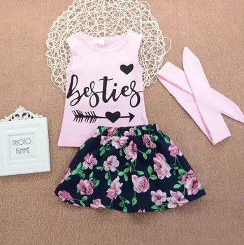 

Newborn Kids Baby Girls Clothing Tops T-shirt Skirts 2pcs Summer Outfits Clothes Set Girl
