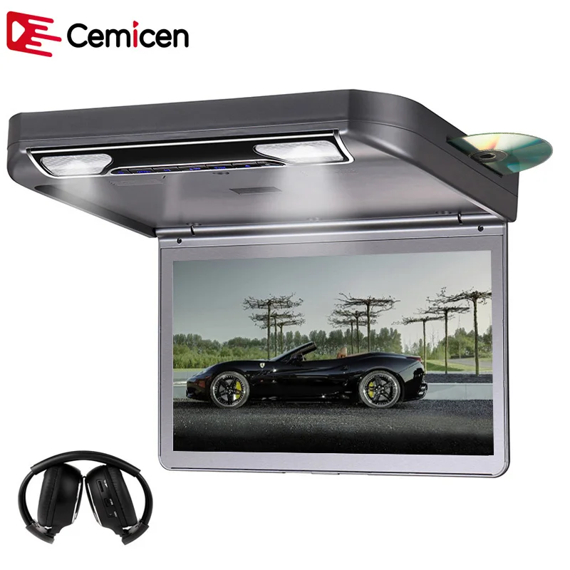 Cemicen 13 3 дюймовый автомобильный dvd плеер С Откидывающейся Крышкой HD 1080P видео TFT