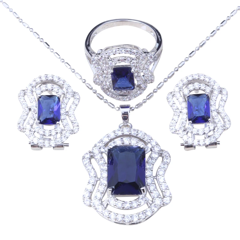 High quality suppliers deep blue Cubic Zirconia Fashion Jewelry Sets
